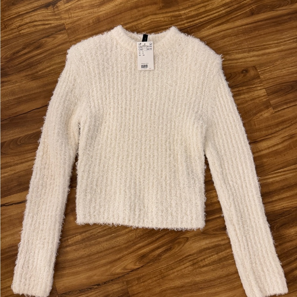 H&M Ivory Textured Knit Sweater